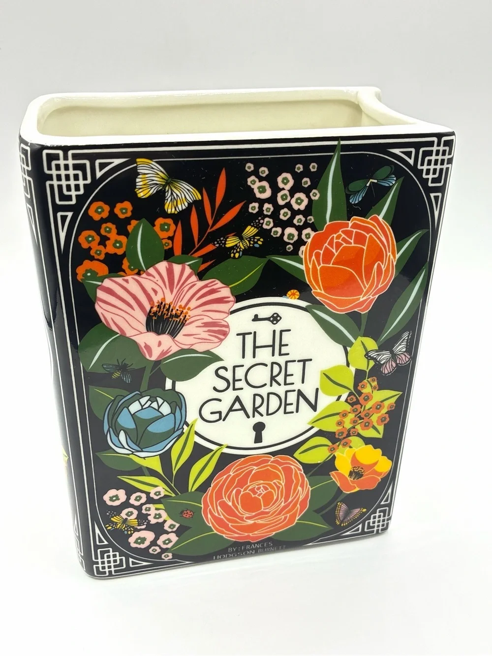 The Secret Garden Ceramic Book Vase Floral Butterfly Decor Cottagecore